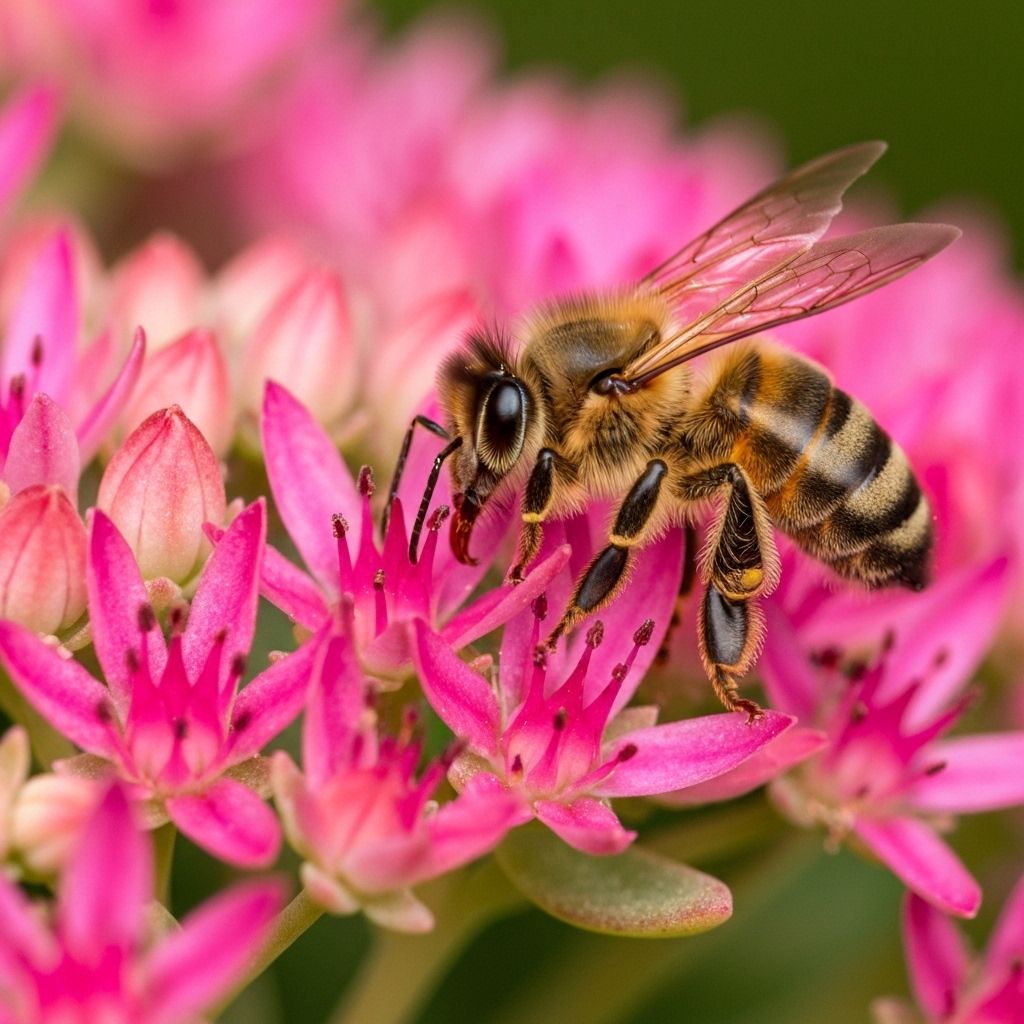 Bee on sedum flower